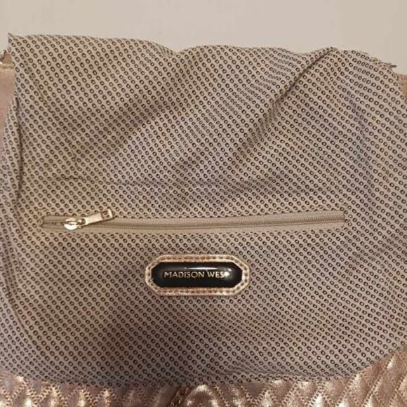 MADISON WEST Carly Crossbody Rose-gold Metallic Foldover Bag Clutch, Used - Picture 10 of 11